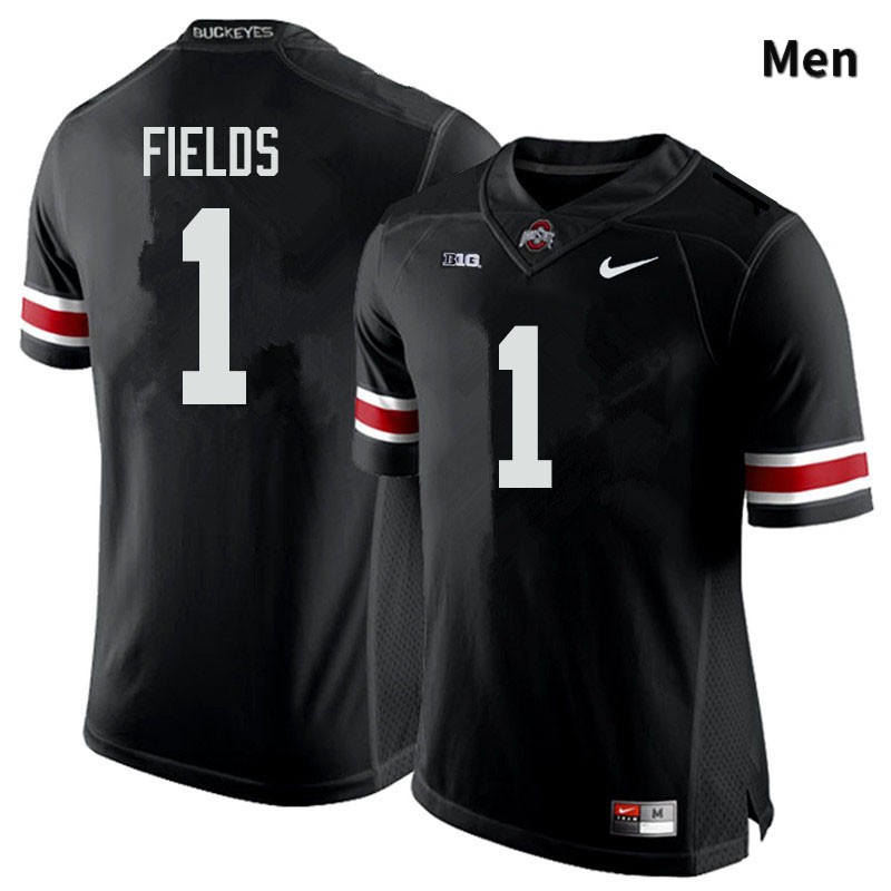 Ohio State Buckeyes Justin Fields Men's #1 Black Authentic Stitched College Football Jersey